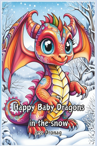 Coloring Book for Adults - Happy Baby Dragons in the snow