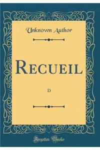 Recueil (Classic Reprint)
