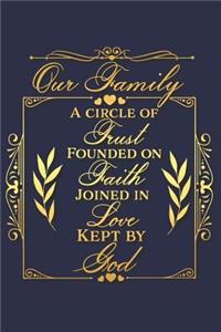 Our Family a Circle of Trust Founded on Faith Joined in Love Kept by God