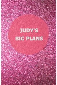 Judy's Big Plans - Notebook/Journal/Diary/Planner/To do - Personalised Girl/Women's Gift - Ideal Present - 100 lined pages (Dark pink glitter)