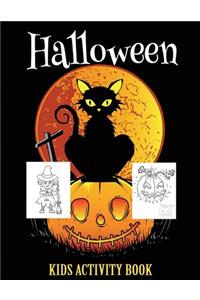 Halloween Kids Activity Book: A Fun Kid Workbook Game For Learning, Connect the dots, Numbers game, Color by number, Coloring page and Maze game