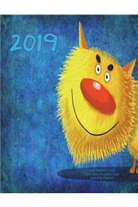2019- Cute Monster Visits 2018-2019 Academic Year Monthly Planner