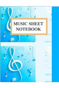 Music Sheet Notebook: Music Manuscript Paper, Staff Paper, Musicians Notebook, Large Size 8 X 10,100 Pages (Music Composition Books)