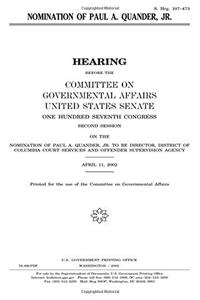 Nomination of Paul A. Quander, Jr.