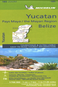 Michelin Zoom Yucatan and the Mayan Region Belize Road and Tourist Map 185