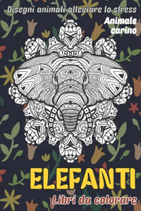 Libri da colorare - Disegni animali alleviare lo stress - Animale carino - Elefanti