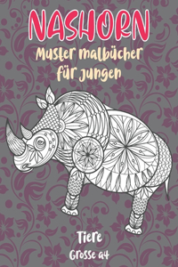 Muster Malbücher für Jungen - Grosse A4 - Tiere - Nashorn