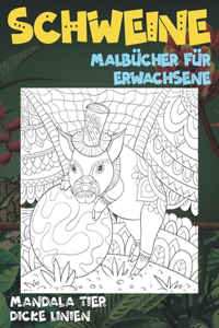 Malbücher für Erwachsene - Dicke Linien - Mandala Tier - Schweine