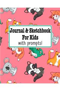 Journal and Sketchbook for Kids with prompts
