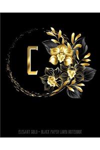 C - Elegant Gold Black Paper Lined Notebook