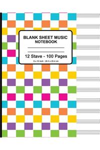 Blank Sheet Music Notebook - Colorful Squares