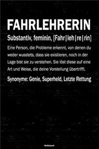 Fahrlehrerin Notizbuch