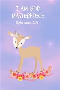 I Am God Masterpiece: Ephesians 2:10 Prayer Journal for Kids with Prompts, Prayer with God Guided Journal for Children, Cute Deer Small Diary