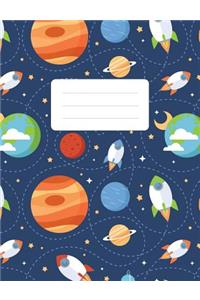 Composition Notebook: Outer Space Planet Exploration: 100 Pages of 7.5" X 9.75" College Ruled Lined Paper, Matte Cover (Diary, Planner, Notes)