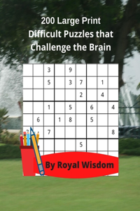 200 Large Print Difficult Puzzles that Challenge the Brain