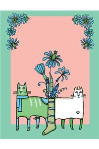My Big Fat Bullet Journal for Cat Lovers Funny Cats Pattern in Socks with Flowers 2