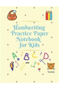 Handwriting Practice Paper Notebook For Kids
