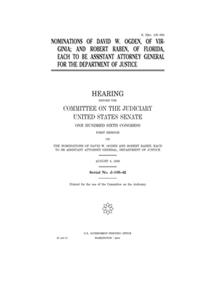 Nominations of David W. Ogden, of Virginia; and Robert Raben, of Florida, each to be Assistant Attorney General for the Department of Justice