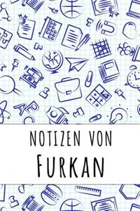 Notizen von Furkan: Kariertes Notizbuch mit 5x5 Karomuster für deinen personalisierten Vornamen