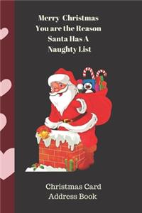 Merry Christmas You are the Reason Santa Has A Naughty List Christmas Card Address Book
