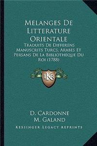 Melanges De Litterature Orientale