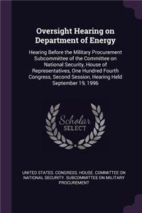 Oversight Hearing on Department of Energy