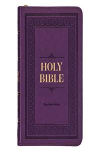 KJV Holy Bible, Compact Faux Leather Red Letter Edition - Ribbon Marker, King James Version, Purple, Zipper Closure