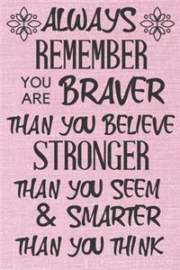 Always Remember You are Braver than you believe - Stronger than you seem & Smarter thank you think