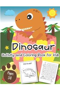 Dinosaur Activity and Coloring Book for kids ages 3-8