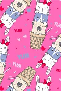 Super Cute Kawaii Rabbits Cats Pugs Dogs Ice Cream Cones Notebook