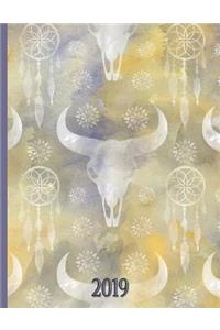 Prairie Paper Watercolor Cow Skull and Feathers