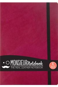 Monsieur Notebook Leather Journal - Pink Ruled Medium A5