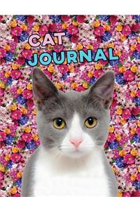 Cat Journal Cute Cat Kitten Floral Flowers