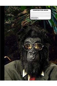 Gorilla in Glasses & Suit Composition Notebook College Ruled 200 pages / 100 sheets, 9-3/4