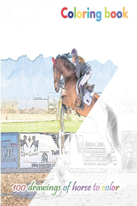 Coloring book 100 drawings of horse to color