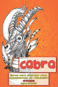 Libros para colorear para adolescentes de relajación - Letra grande - Animales - Cabra