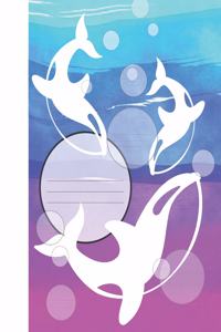 White Whales & Watercolor Water Waves Cute Composition Blank Line School Notebook