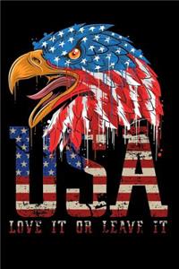 USA love it or leave it: Eagle America flag 4th of July Lined Notebook / Diary / Journal To Write In 6x9 for Independence Day or 4th of July