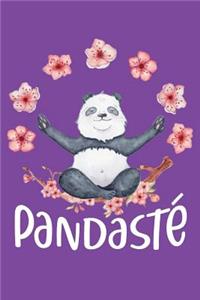 Pandaste: Yoga Panda Bear Meditating Namaste Journal Blank Lined Paper Notebook Purple