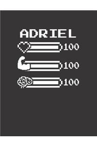 Adriel: Pixel Retro Game 8 Bit Design Blank Composition Notebook College Ruled, Name Personalized for Boys & Men. Gaming Desk Stuff for Gamer Boys. Funny Co