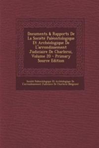 Documents & Rapports de La Societe Paleontologique Et Archeologique de L'Arrondissement Judiciaire de Charleroi, Volume 20 - Primary Source Edition