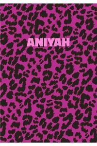 Aniyah: Personalized Pink Leopard Print Notebook (Animal Skin Pattern). College Ruled (Lined) Journal for Notes, Diary, Journaling. Wild Cat Theme Design wi