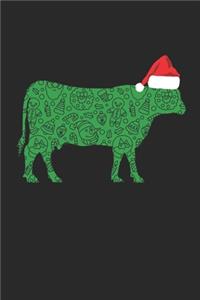 Cow with Santa Hat Christmas Notebook - Christmas Cow Journal - Christmas Gift for Animal Or Cow Lovers, Zookeepers, Veterinaries