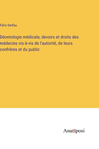 Déontologie médicale, devoirs et droits des médecins vis-à-vis de l'autorité, de leurs confrères et du public