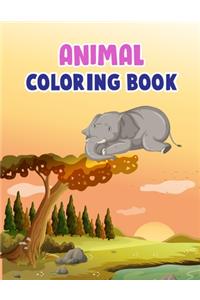 Animal Coloring Book: Animal Coloring Book For kids, Children, Toddlers, Crayons, Adult, Mini, Girls And Boys - 100 Story Paper Pages. 8.5 in x 11" in Cover.