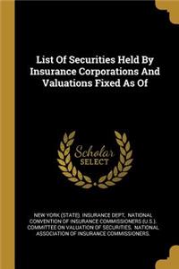 List Of Securities Held By Insurance Corporations And Valuations Fixed As Of