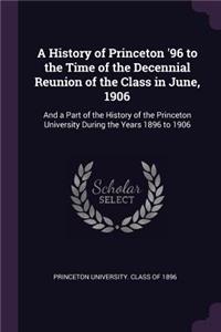 A History of Princeton '96 to the Time of the Decennial Reunion of the Class in June, 1906
