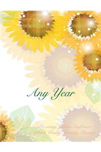 Any Year Blooming Yellow Sunflower Blank Weekly Monthly Planner