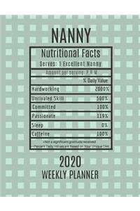 Nanny Weekly Planner 2020 - Nutritional Facts