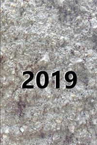 2019 Weekly Planner Large Font Engraved Carved Stone Style 134 Pages